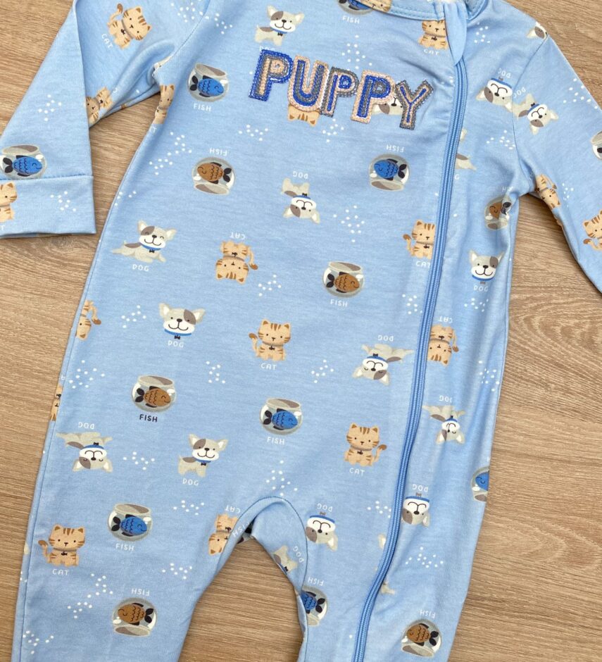 fernandaramoskids com br Macacão Pijama Infantil Masculino Estampado Puppy Azul 2