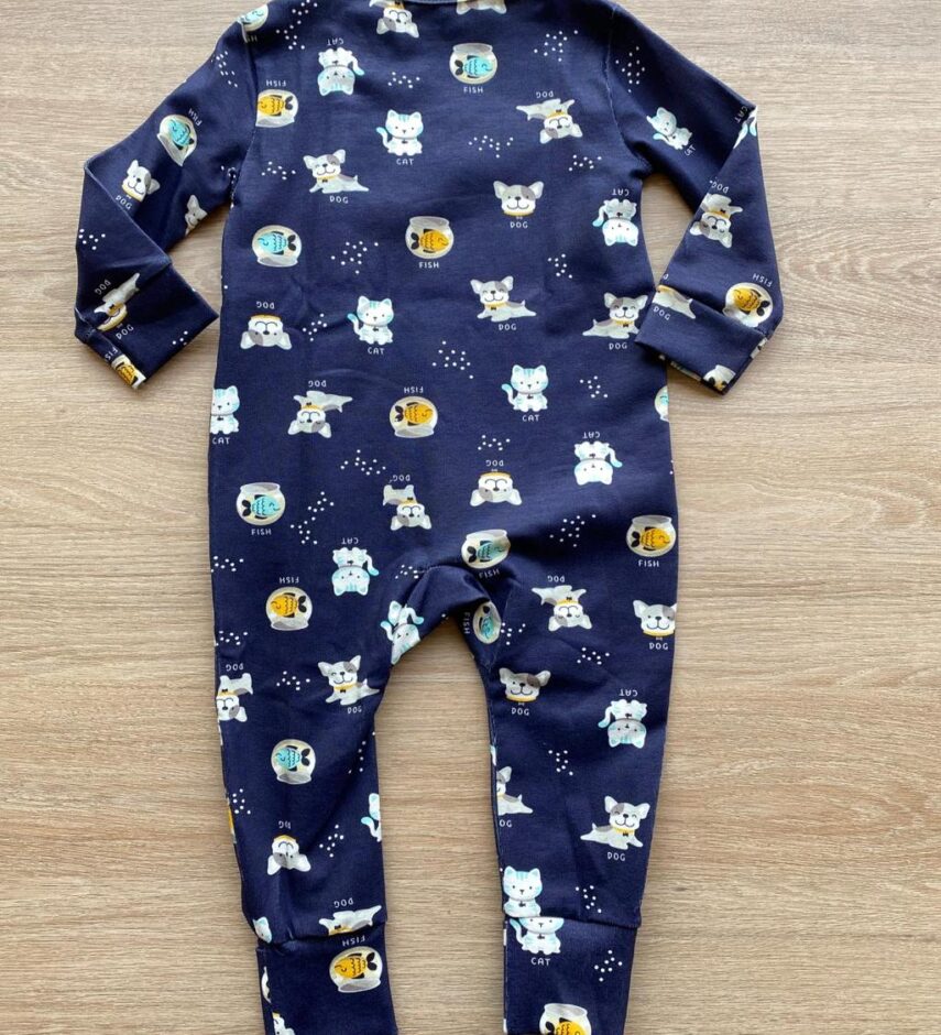 fernandaramoskids com br Macacão Pijama Infantil Masculino Estampado Puppy Azul Marinho 2