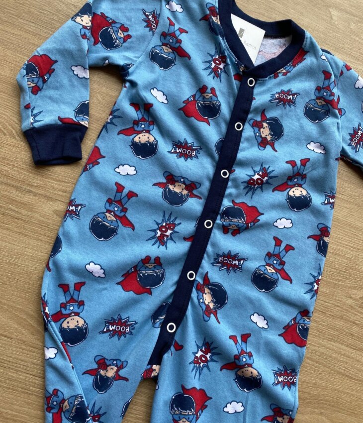fernandaramoskids com br Macacão Pijama Infantil Masculino Estampado Super Herói Azul 1