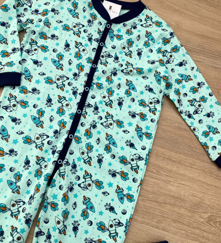 fernandaramoskids com br Macacão Pijama Infantil Masculino Estampado Verde Água 1
