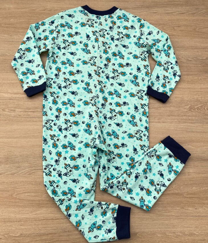 fernandaramoskids com br Macacão Pijama Infantil Masculino Estampado Verde Água 2