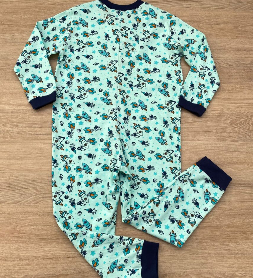 fernandaramoskids com br Macacão Pijama Infantil Masculino Estampado Verde Água 2