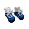 Meia Infantil Masculina 3D Pantufinha Azul Preto e Branco Fernanda Ramos Kids