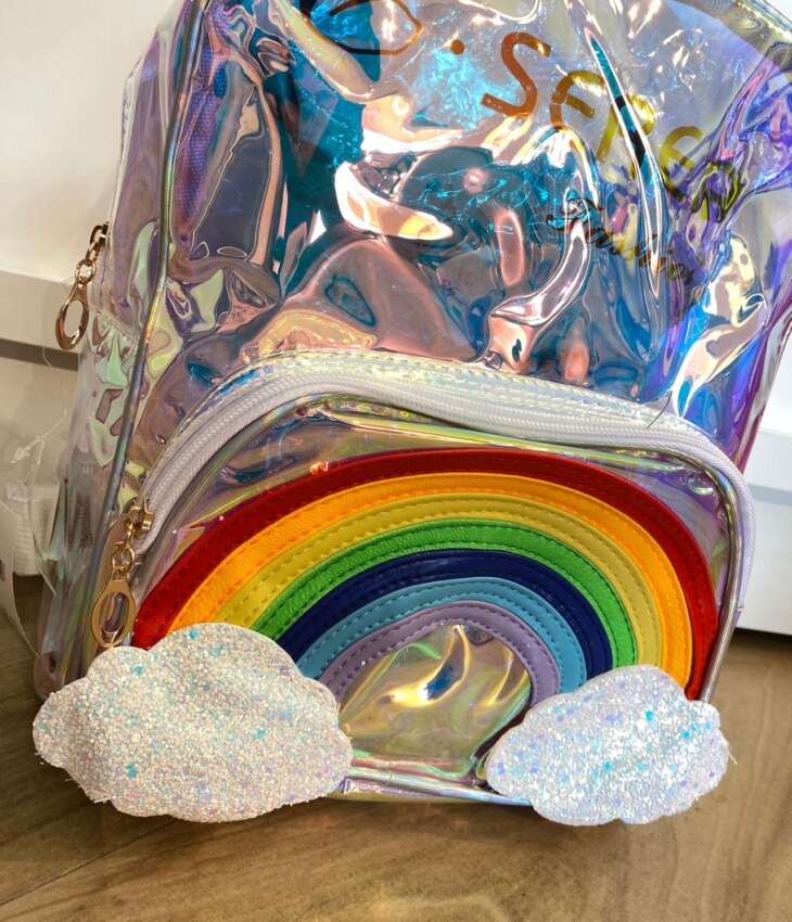 fernandaramoskids com br Mochila de Costa Infantil Feminina Arco Iris Prata 1