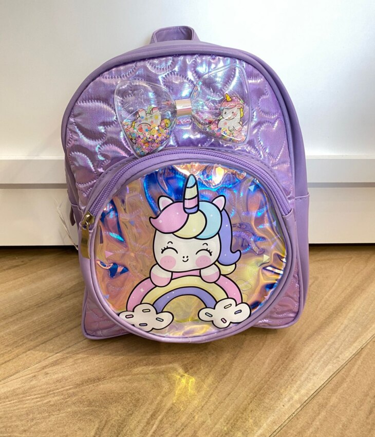 Mochila de Costa Infantil Feminina Unicórnio Lilás Fernanda Ramos Kids