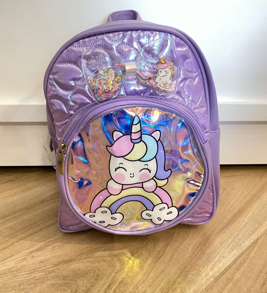 Mochila de Costa Infantil Feminina Unicórnio Lilás Fernanda Ramos Kids