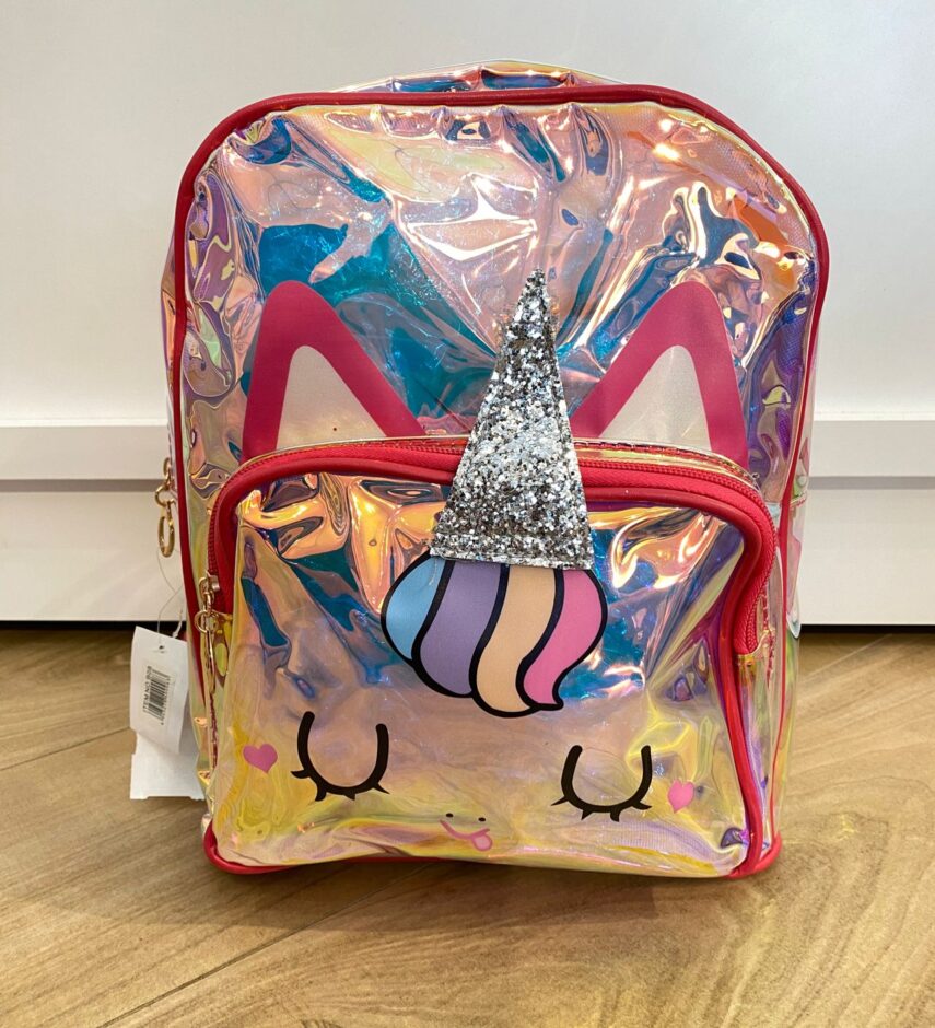 Mochila de Costa Infantil Feminina Unicórnio Prata Fernanda Ramos Kids