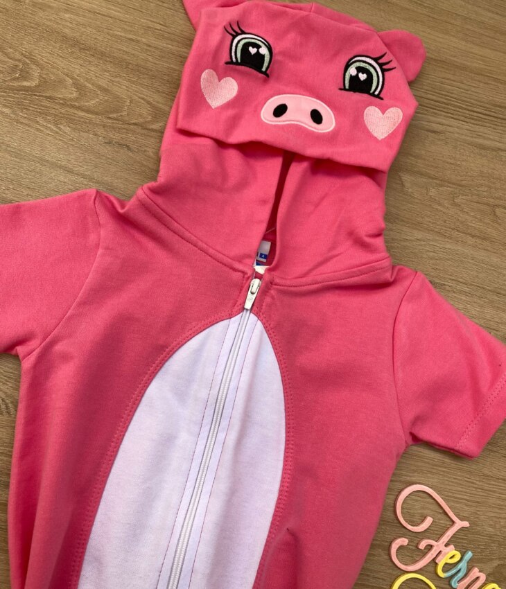 fernandaramoskids com br Pijama Infantil Feminino Porquinha Rosa Chiclete 1