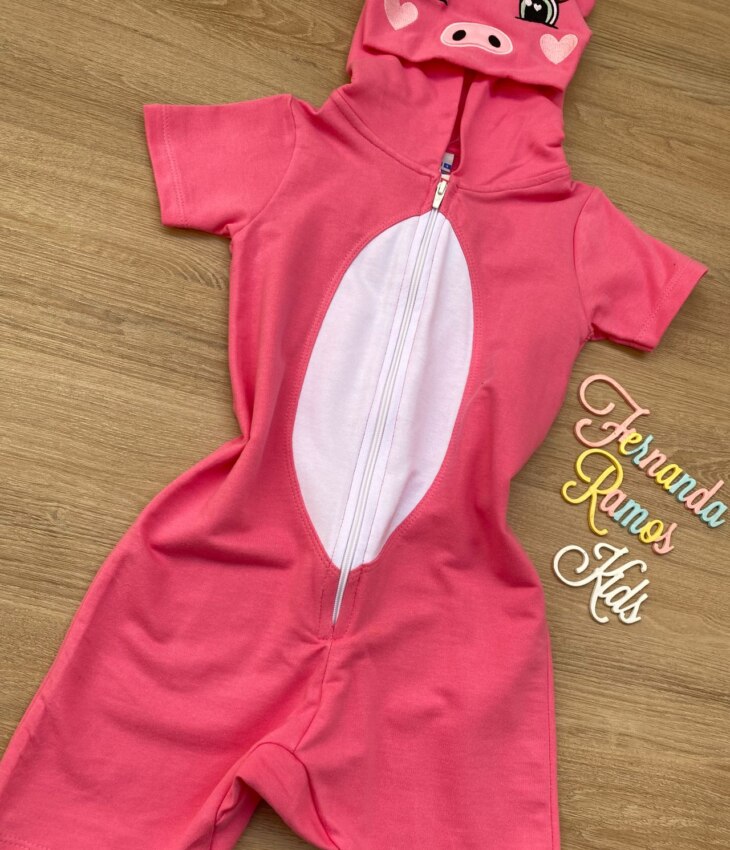 fernandaramoskids com br Pijama Infantil Feminino Porquinha Rosa Chiclete 2