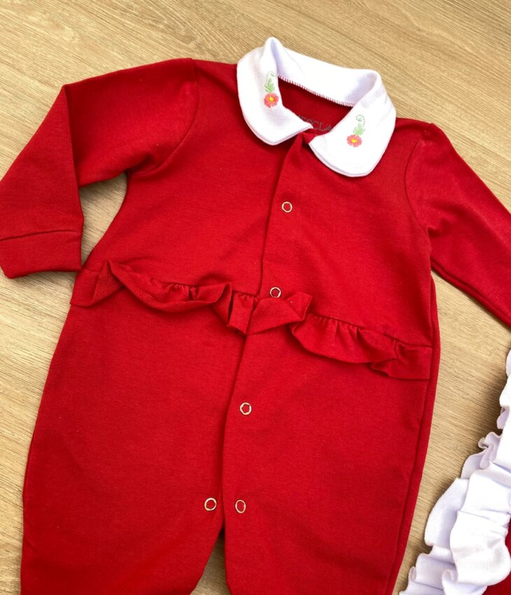 fernandaramoskids com br Saída Maternidade Infantil Feminino Macacão, Manta e Faixa Vermelha 1