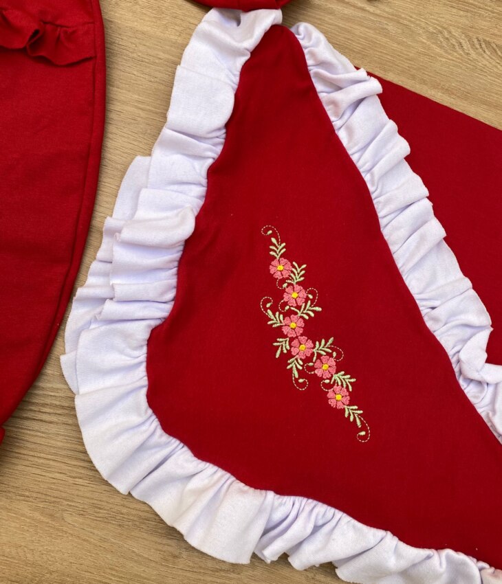 fernandaramoskids com br Saída Maternidade Infantil Feminino Macacão, Manta e Faixa Vermelha 2