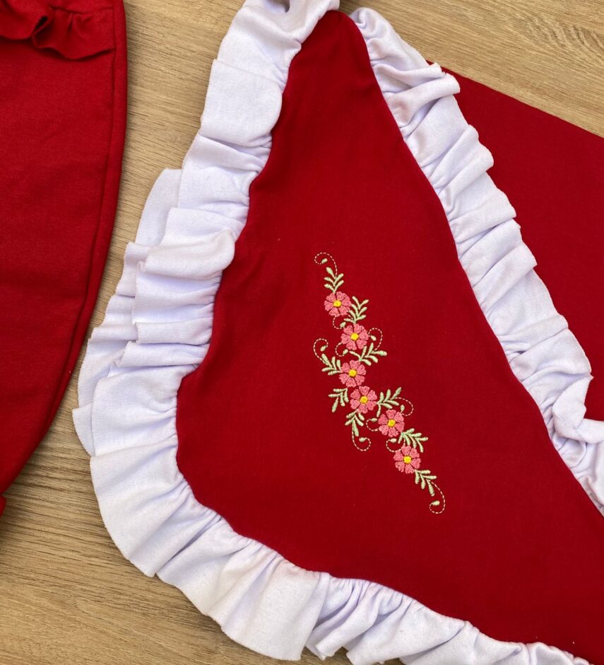fernandaramoskids com br Saída Maternidade Infantil Feminino Macacão, Manta e Faixa Vermelha 2