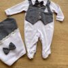 Saída Maternidade Infantil Masculino Macacão e Manta Cinza Fernanda Ramos Kids