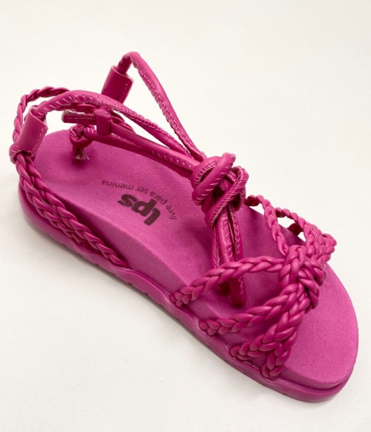 Sandália Infantil Feminina Birken com Amarração Pink Fernanda ramos kids