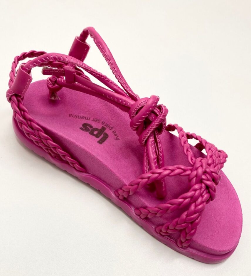 Sandália Infantil Feminina Birken com Amarração Pink Fernanda ramos kids