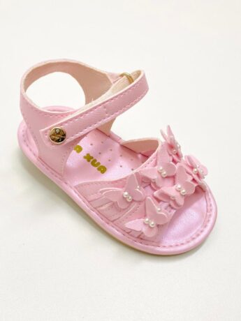 Sandália Infantil Feminina Borboletas Rosa Gloss Fernanda Ramos Kids