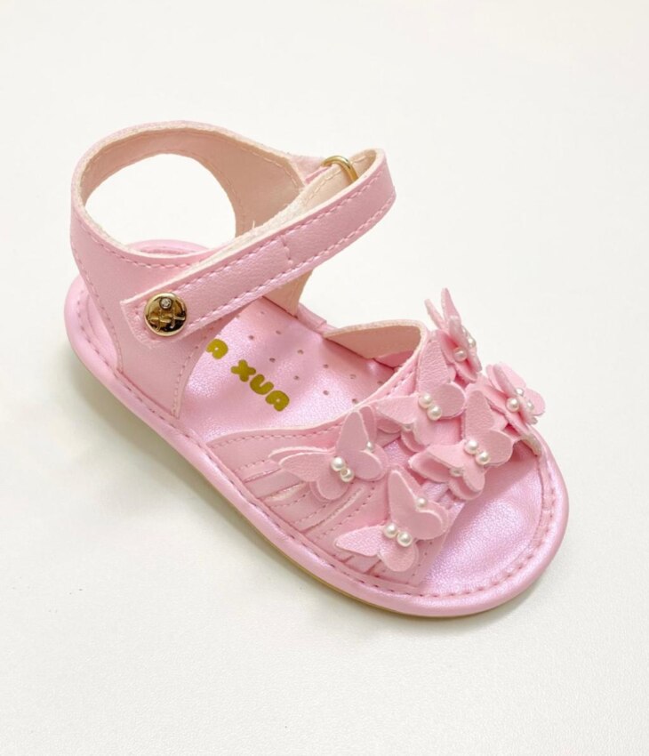 Sandália Infantil Feminina Borboletas Rosa Gloss Fernanda Ramos Kids