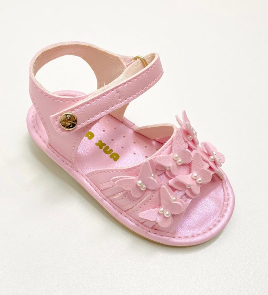 Sandália Infantil Feminina Borboletas Rosa Gloss Fernanda Ramos Kids