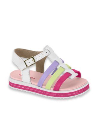 Sandália Infantil Feminina Detalhe em Pink, Verde Lima e Lilás Fernanda Ramos Kids