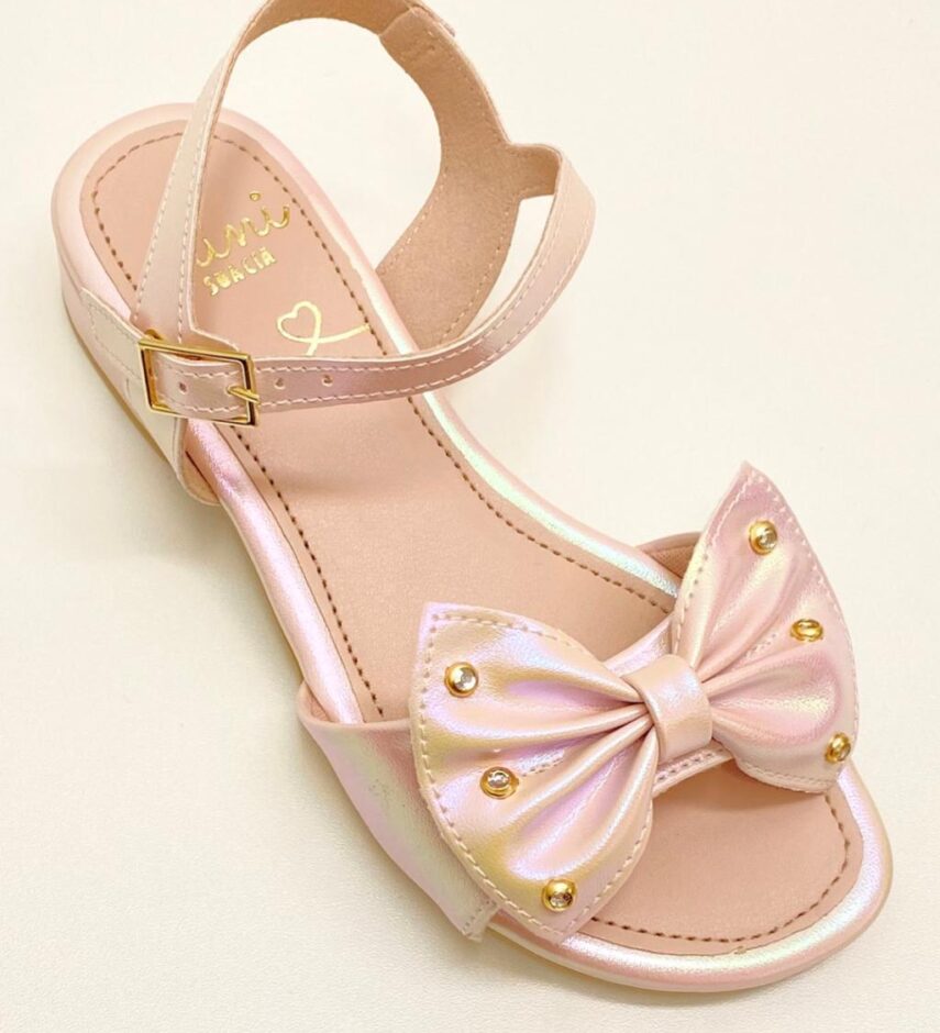 Sandália Infantil Feminina Laço com Aplicações Rosa Fernanda ramos kids