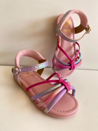 fernandaramoskids com br Sandália Infantil Feminina Rosa e Lilás Cintilante 1