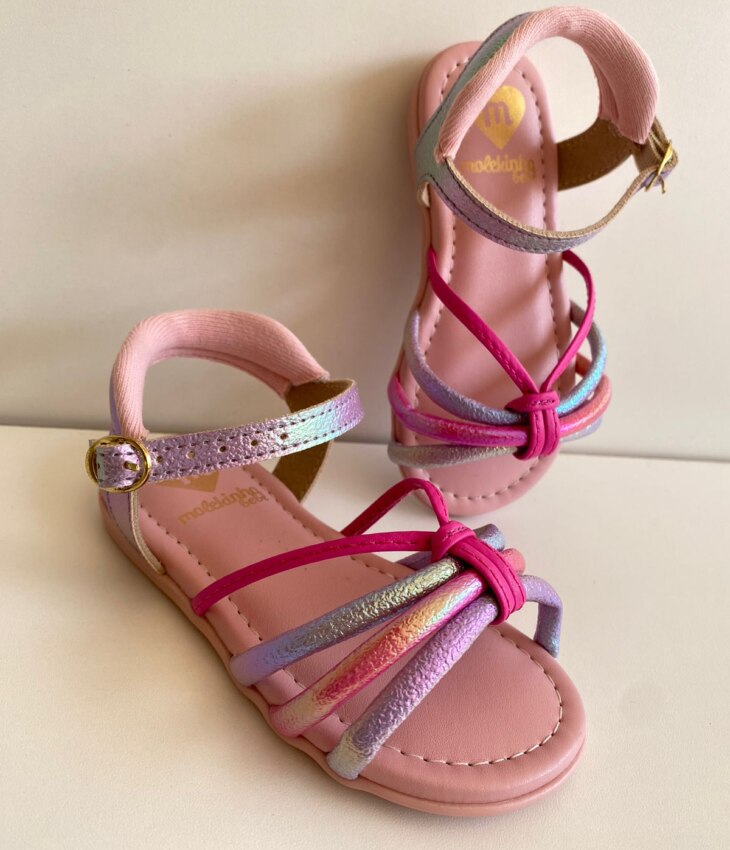 fernandaramoskids com br Sandália Infantil Feminina Rosa e Lilás Cintilante 1