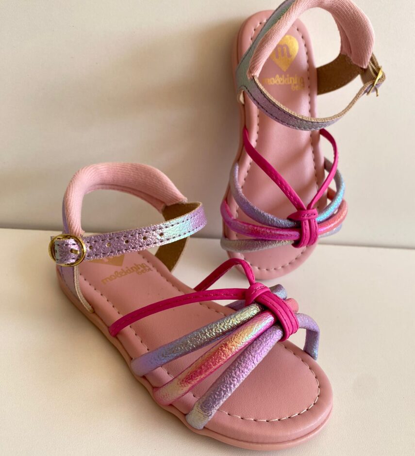 fernandaramoskids com br Sandália Infantil Feminina Rosa e Lilás Cintilante 1