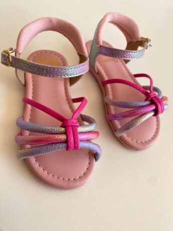 Sandália Infantil Feminina Rosa e Lilás Cintilante Fernanda Ramos Kids