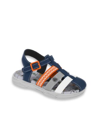 Sandália Infantil Masculina Azul Marinho com Cinza e Branco Fernanda Ramos Kids