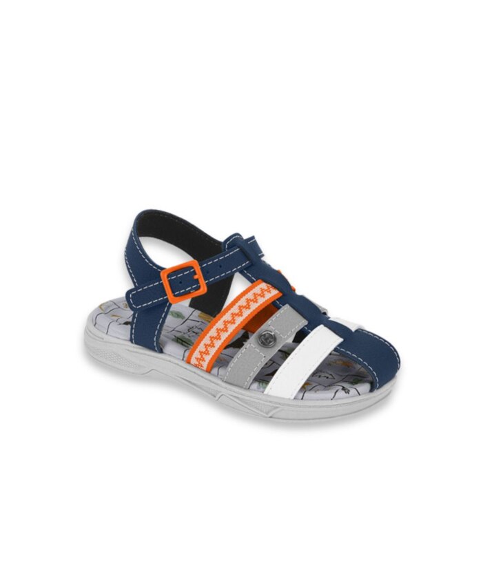 Sandália Infantil Masculina Azul Marinho com Cinza e Branco Fernanda Ramos Kids