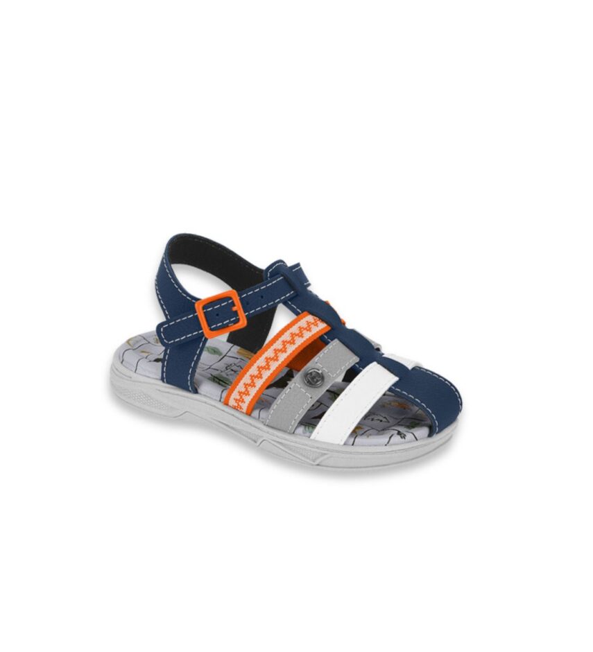 Sandália Infantil Masculina Azul Marinho com Cinza e Branco Fernanda Ramos Kids