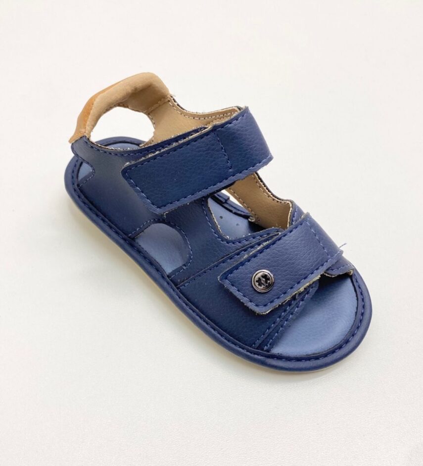 Sandália Infantil Masculina Azul Marinho Detalhe Bege Fernanda Ramos Kids