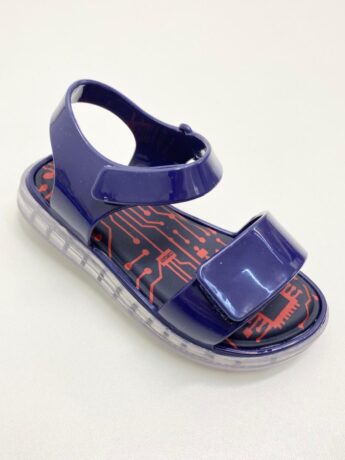 fernandaramoskids com br Sandália Infantil Masculina Azul Marinho Detalhe Vermelho 1