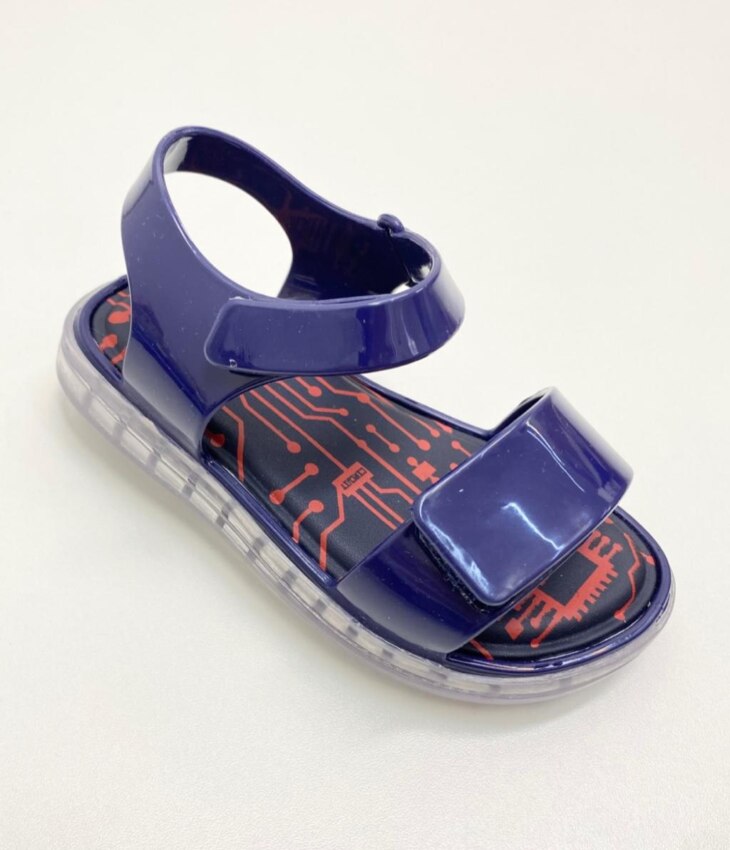 fernandaramoskids com br Sandália Infantil Masculina Azul Marinho Detalhe Vermelho 1