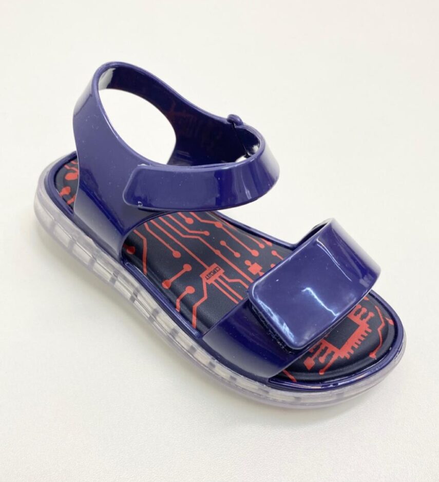fernandaramoskids com br Sandália Infantil Masculina Azul Marinho Detalhe Vermelho 1