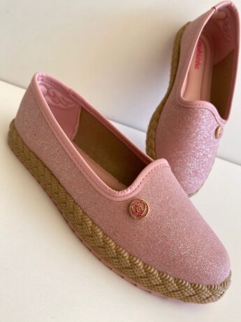 fernandaramoskids com br Sapatilha Alpargata Infantil Feminina Rosa com Brilho 1