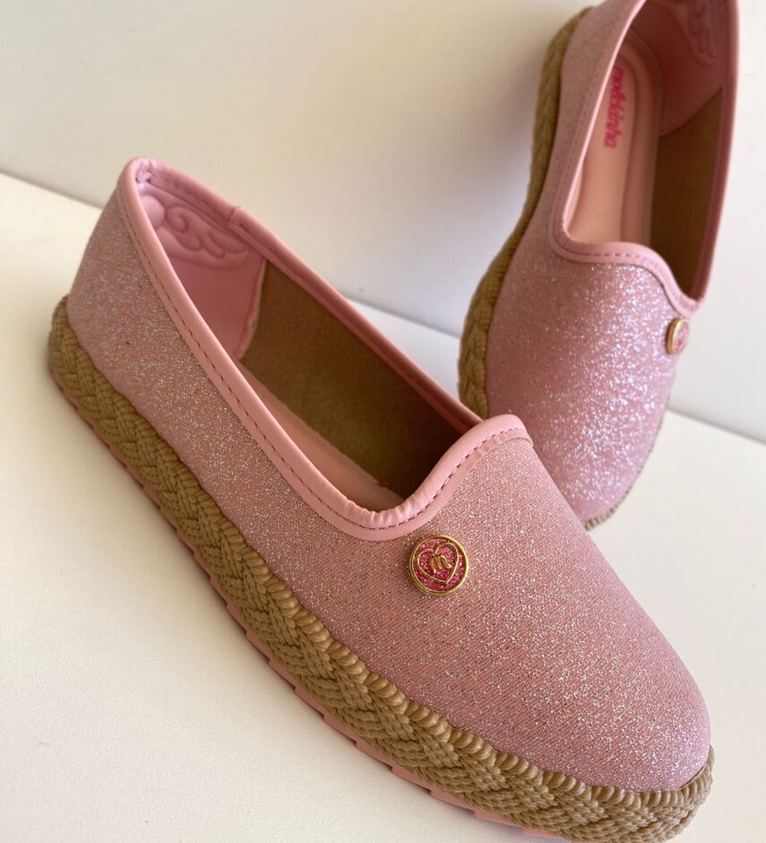 fernandaramoskids com br Sapatilha Alpargata Infantil Feminina Rosa com Brilho 1