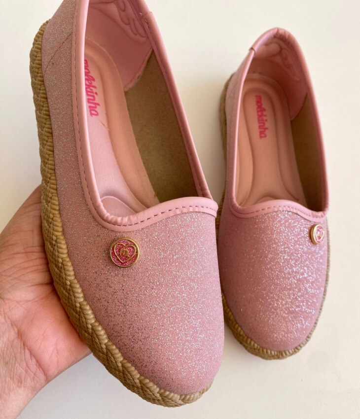 fernandaramoskids com br Sapatilha Alpargata Infantil Feminina Rosa com Brilho 2