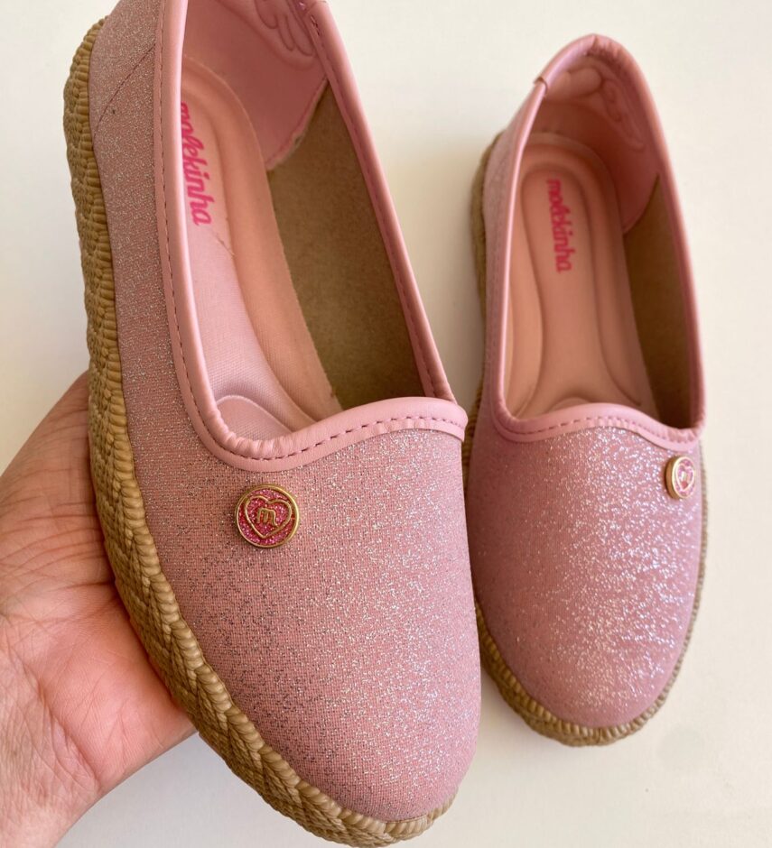 fernandaramoskids com br Sapatilha Alpargata Infantil Feminina Rosa com Brilho 2