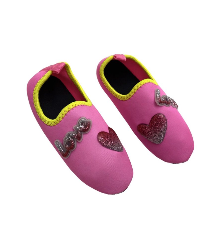 Sapatilha Neoprene Infantil Feminina Soft Fun Love Rosa Flúor Fernanda Ramos Kids