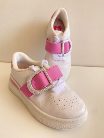 Tênis Infantil Feminino Branco com Detalhe Rosa Fernanda Ramos Kids