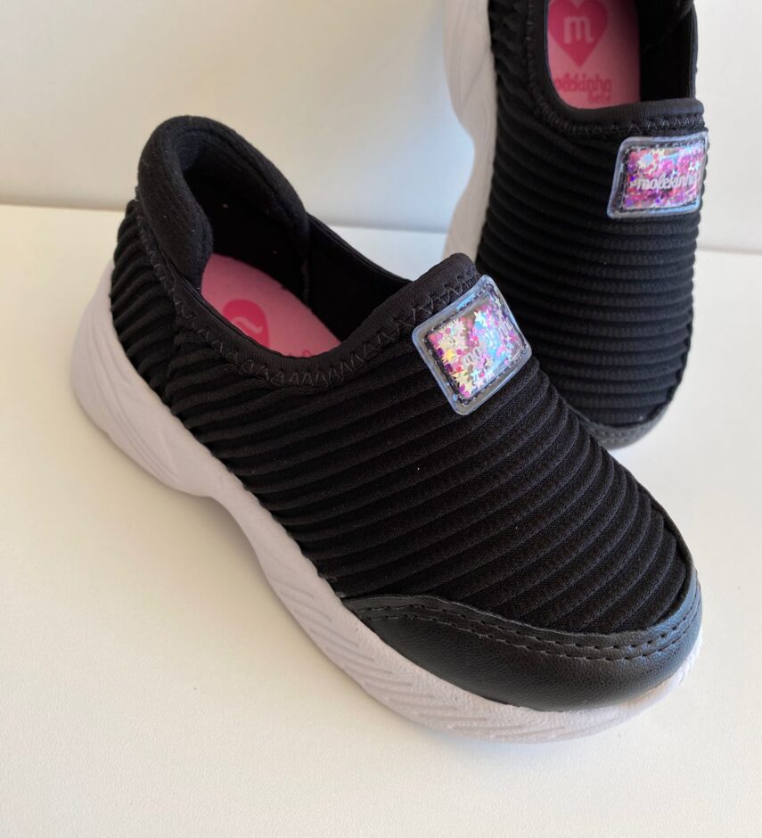 Tênis Infantil Feminino Casual Preto Fernanda Ramos Kids