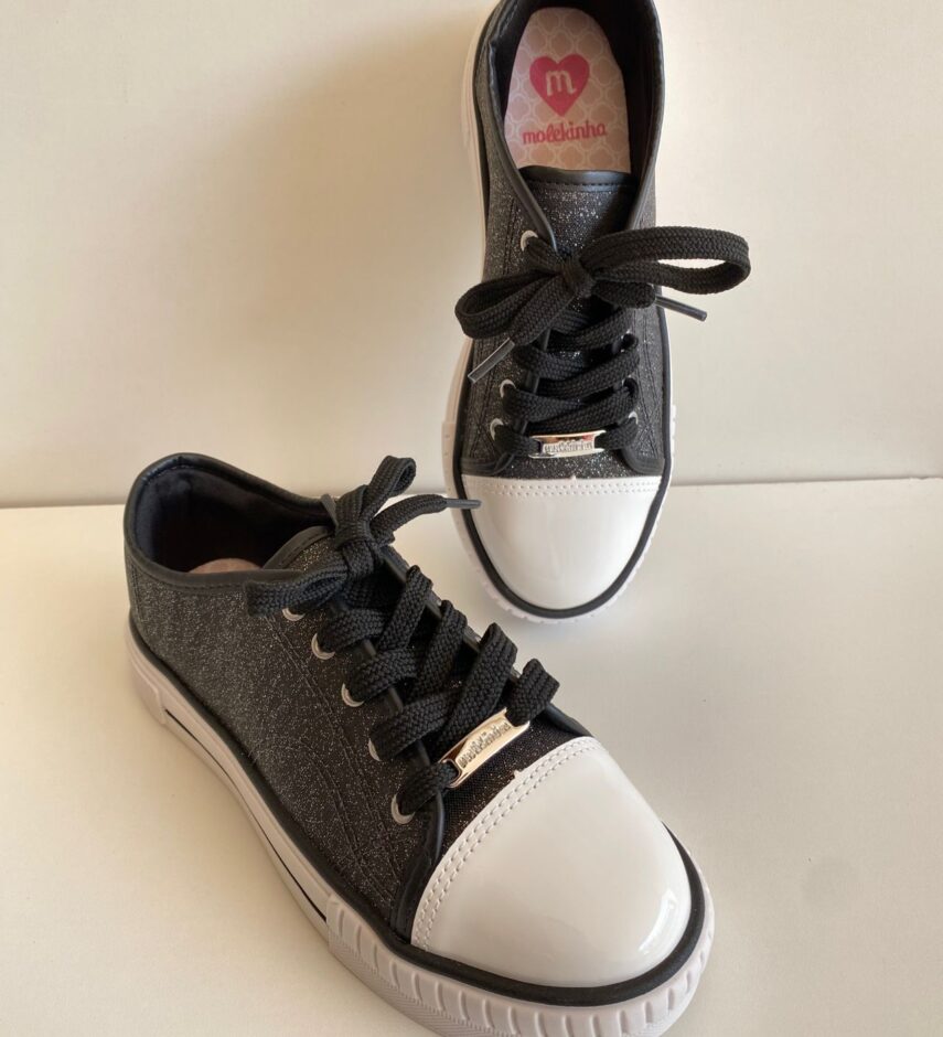 fernandaramoskids com br Tênis Infantil Feminino Preto com Brilho 1
