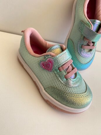Tênis Infantil Feminino Verde com Detalhe Rosa Fernanda Ramos Kids
