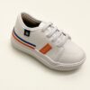 fernandaramoskids com br Tênis Infantil Masculino Branco Detalhe Laranja e Azul