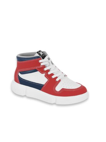 Tênis Infantil Masculino Cano Alto Vermelho e Branco Fernanda Ramos Kids