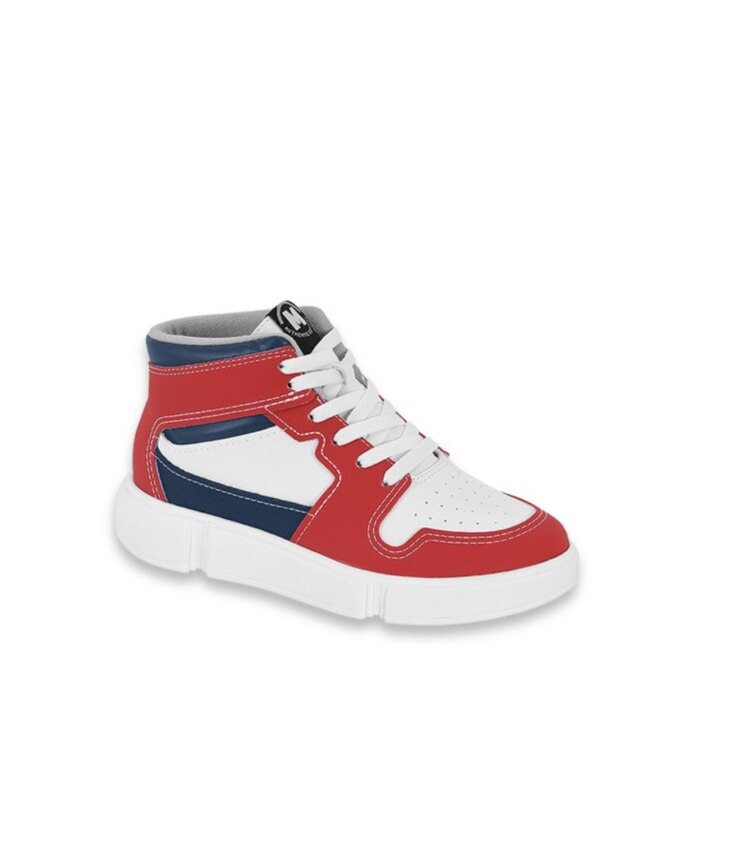 Tênis Infantil Masculino Cano Alto Vermelho e Branco Fernanda Ramos Kids