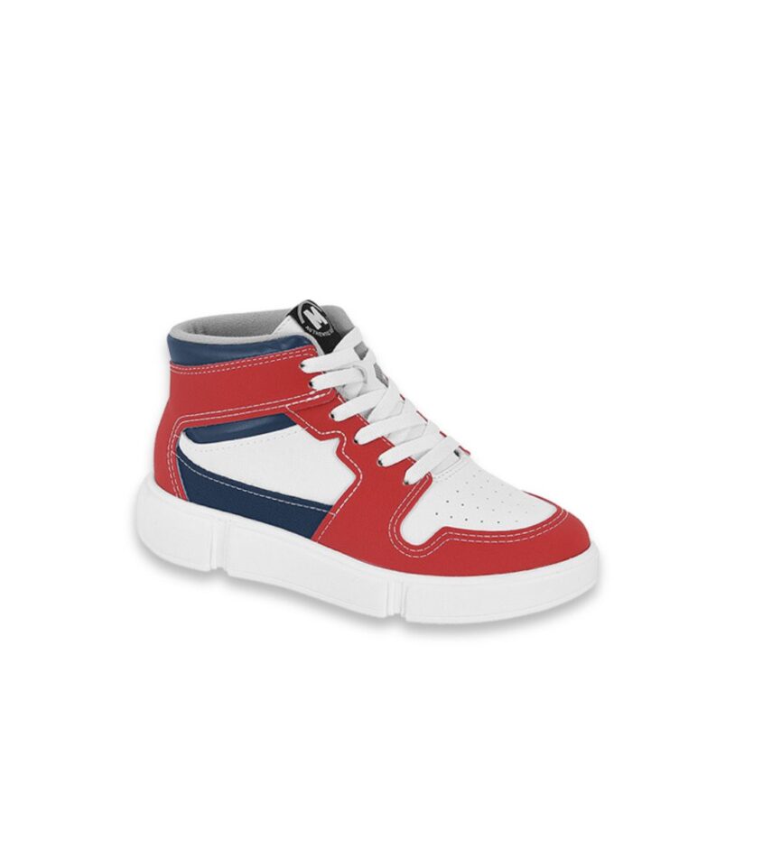 Tênis Infantil Masculino Cano Alto Vermelho e Branco Fernanda Ramos Kids