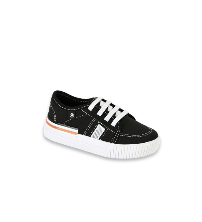 Tênis Infantil Masculino Preto com Detalhes Branco Fernanda Ramos Kids