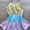 fernandaramoskids com br Vestido Infantil Feminino Alças com Amarração Amarelo, Verde e Rosa 2